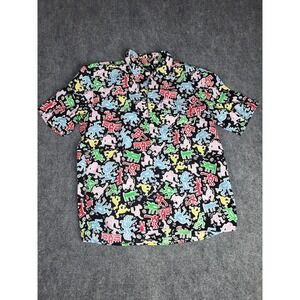 H&M‎ Keith Haring Collab Button Up Shirt Relaxed Fit Colorful Art Mens Size M